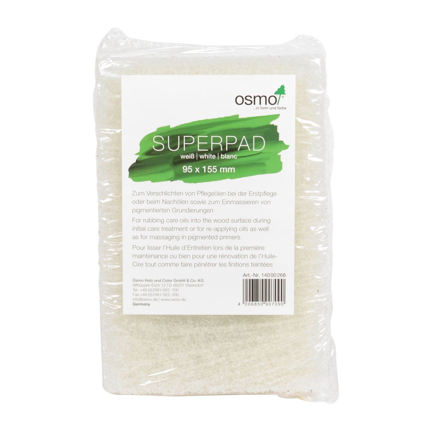 Пад Osmo Superpad weiss для нанесения масел 95х155 мм
